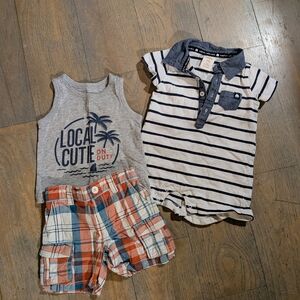 Gymboree Navy and White Striped Polo Onesie